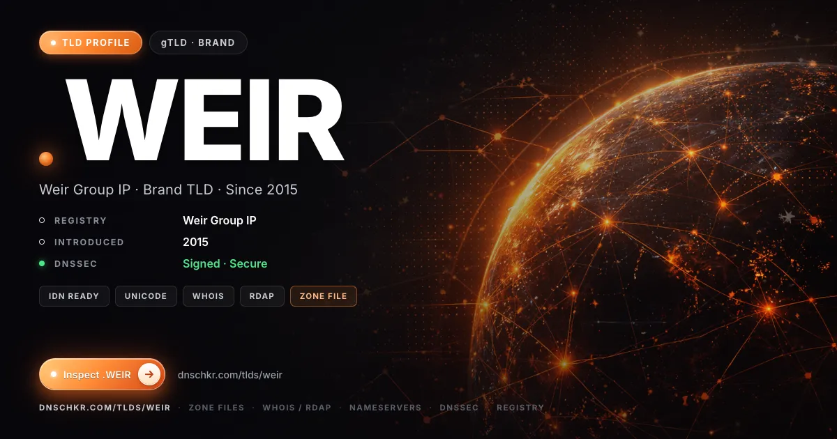 .weir TLD — domains, registry, and DNSSEC overview