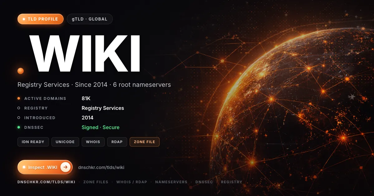.wiki TLD — domains, registry, and DNSSEC overview