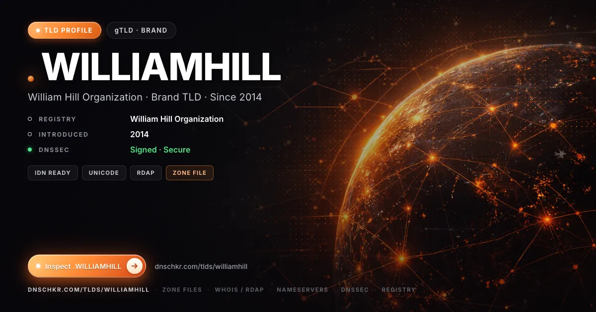 .williamhill TLD — domains, registry, and DNSSEC overview