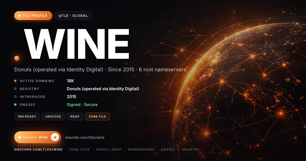 .wine TLD — domains, registry, and DNSSEC overview