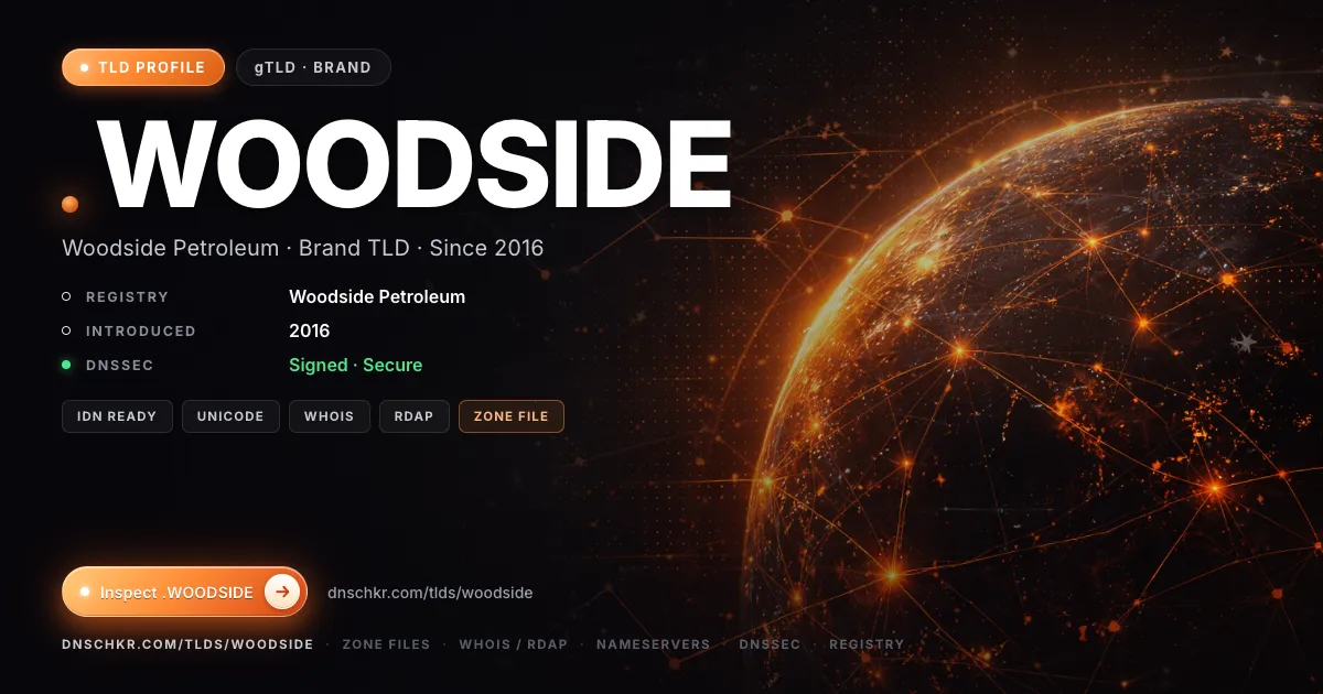 .woodside TLD — domains, registry, and DNSSEC overview