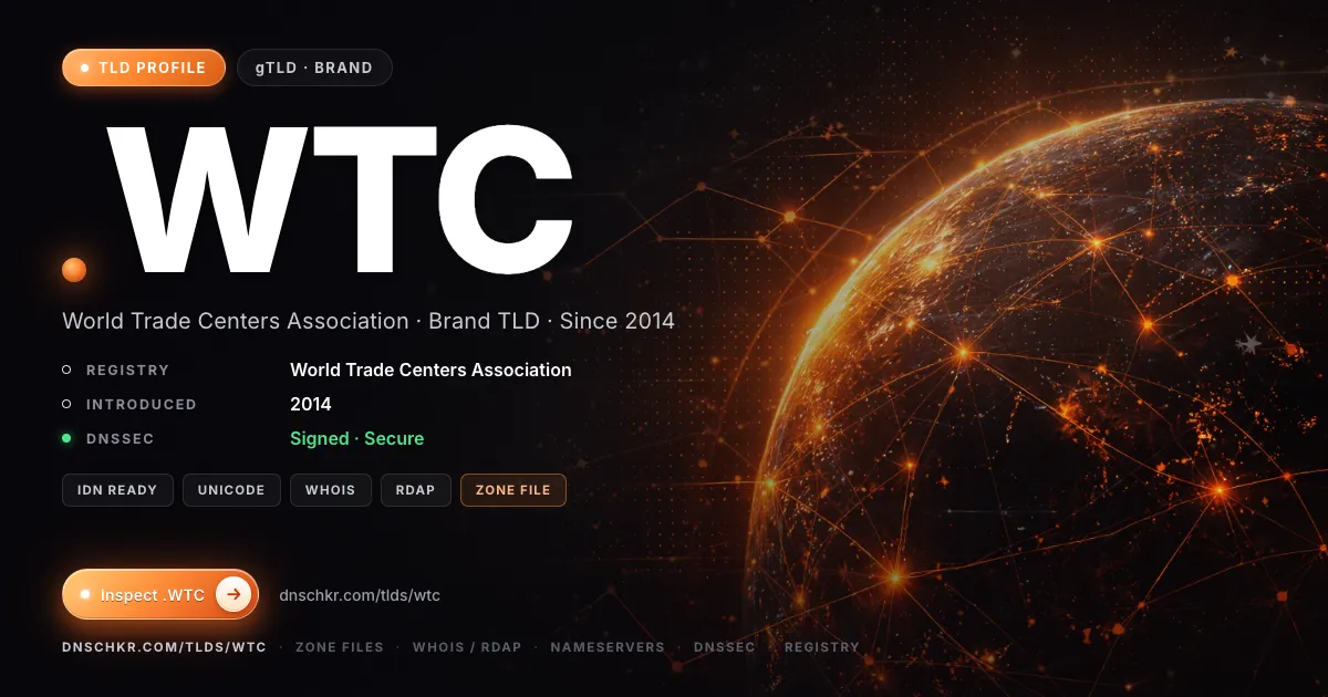 .wtc TLD — domains, registry, and DNSSEC overview