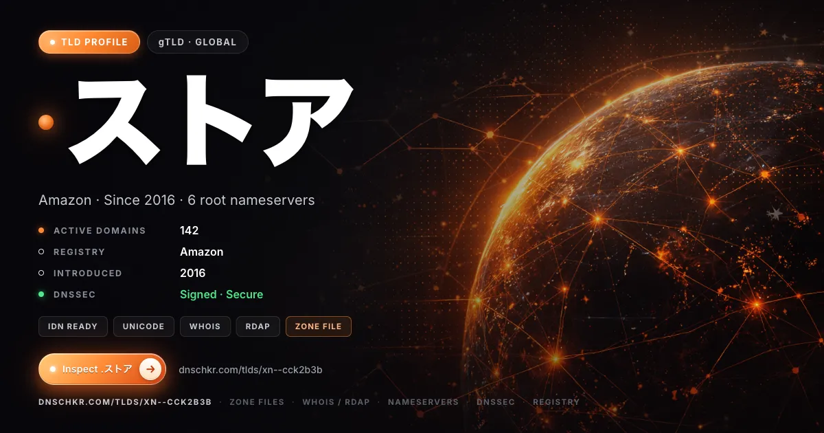 .ストア (.xn--cck2b3b) TLD — domains, registry, and DNSSEC overview