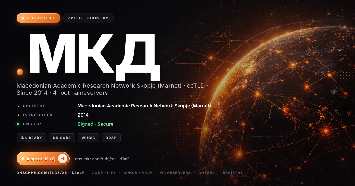 .мкд (.xn--d1alf) TLD — domains, registry, and DNSSEC overview