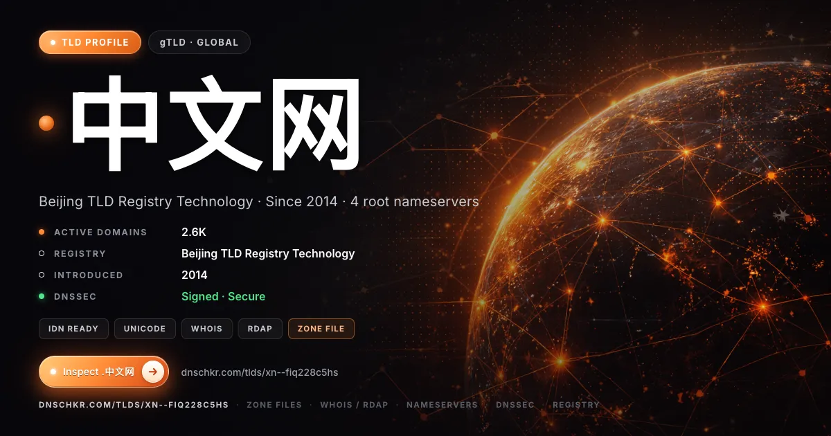 .中文网 (.xn--fiq228c5hs) TLD — domains, registry, and DNSSEC overview