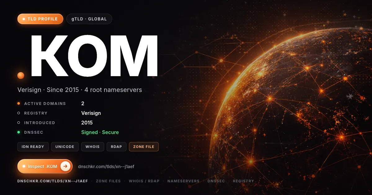 .ком (.xn--j1aef) TLD — domains, registry, and DNSSEC overview