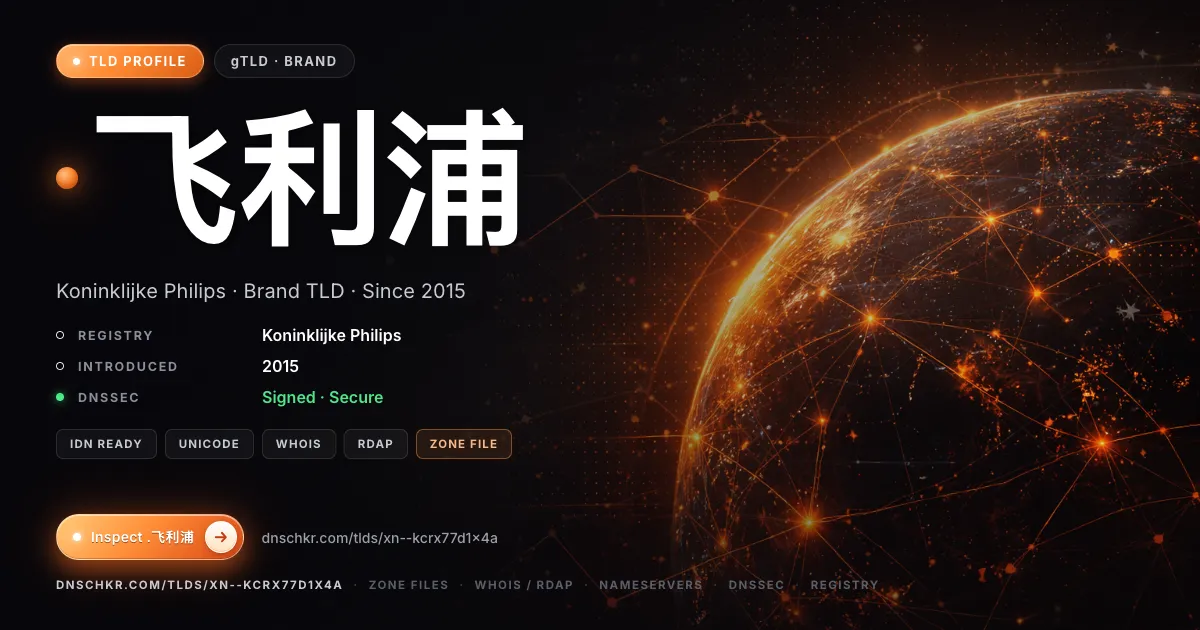 .飞利浦 (.xn--kcrx77d1x4a) TLD — domains, registry, and DNSSEC overview