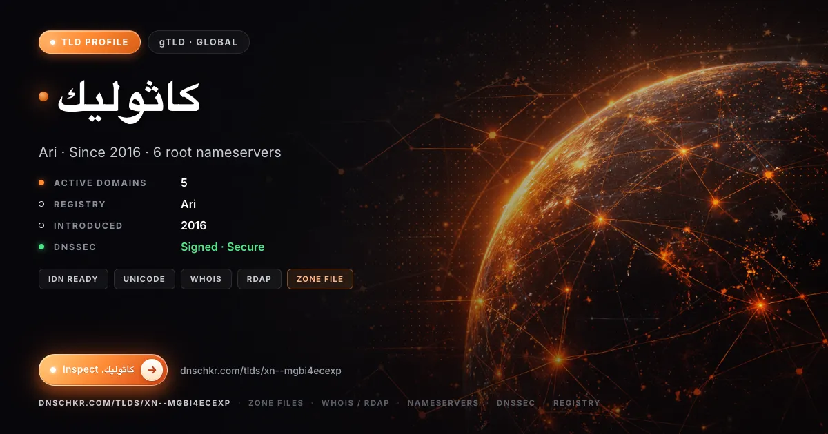 .كاثوليك (.xn--mgbi4ecexp) TLD — domains, registry, and DNSSEC overview