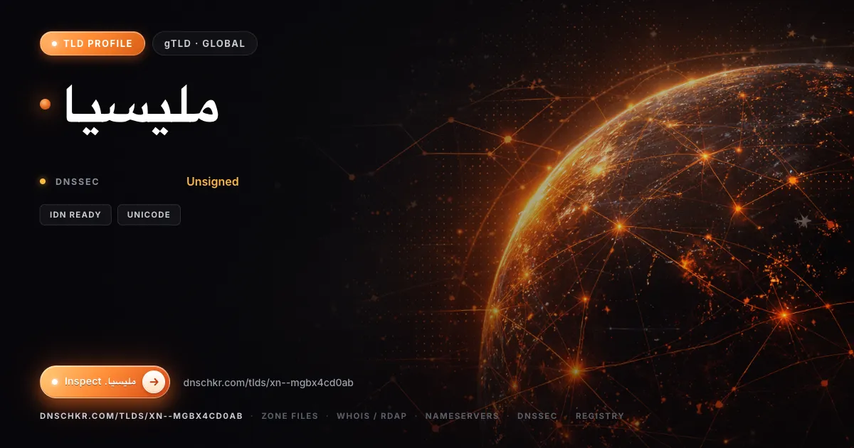 .مليسيا (.xn--mgbx4cd0ab) TLD, domains, registry, and DNSSEC overview