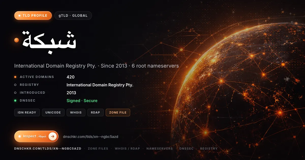 .شبكة (.xn--ngbc5azd) TLD — domains, registry, and DNSSEC overview