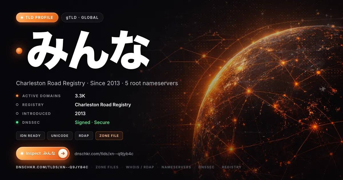 .みんな (.xn--q9jyb4c) TLD — domains, registry, and DNSSEC overview