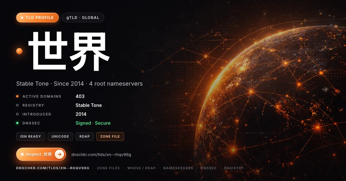.世界 (.xn--rhqv96g) TLD — domains, registry, and DNSSEC overview