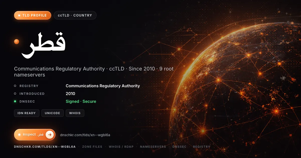 .قطر (.xn--wgbl6a) TLD — domains, registry, and DNSSEC overview