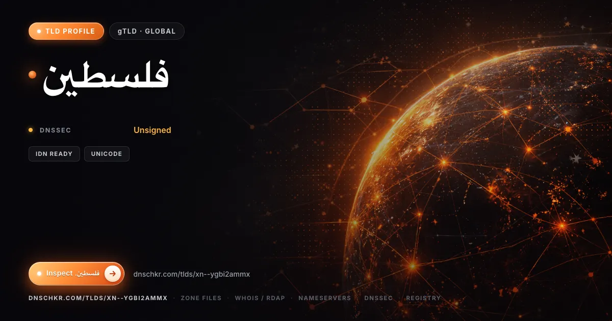 .فلسطين (.xn--ygbi2ammx) TLD — domains, registry, and DNSSEC overview