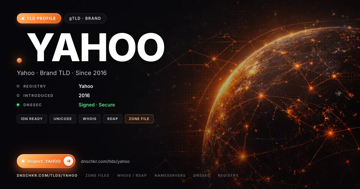 .yahoo TLD — domains, registry, and DNSSEC overview