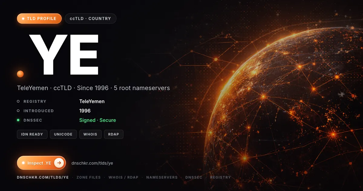 .ye TLD — domains, registry, and DNSSEC overview