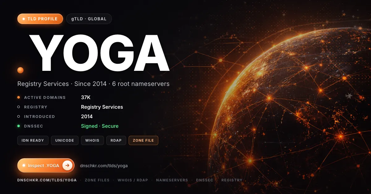 .yoga TLD — domains, registry, and DNSSEC overview