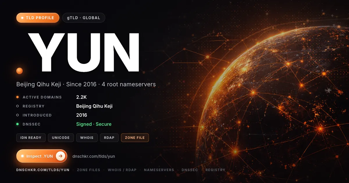 .yun TLD — domains, registry, and DNSSEC overview
