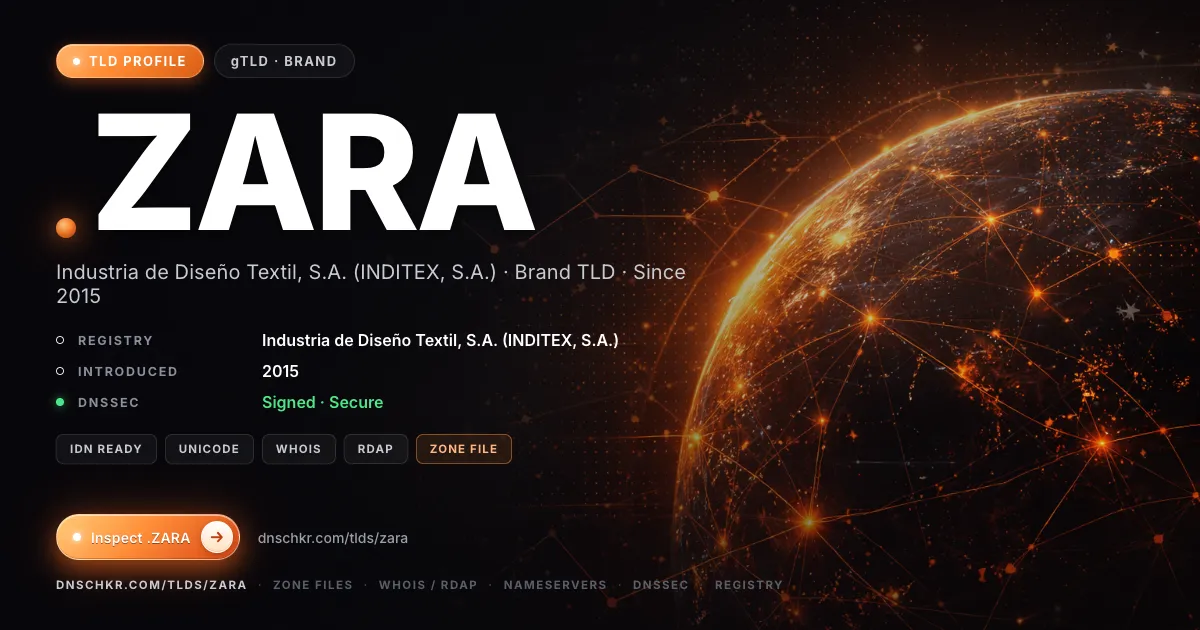 .zara TLD — domains, registry, and DNSSEC overview